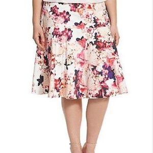 Lane Bryant Pink Floral Flare Skirt Plus Size 28